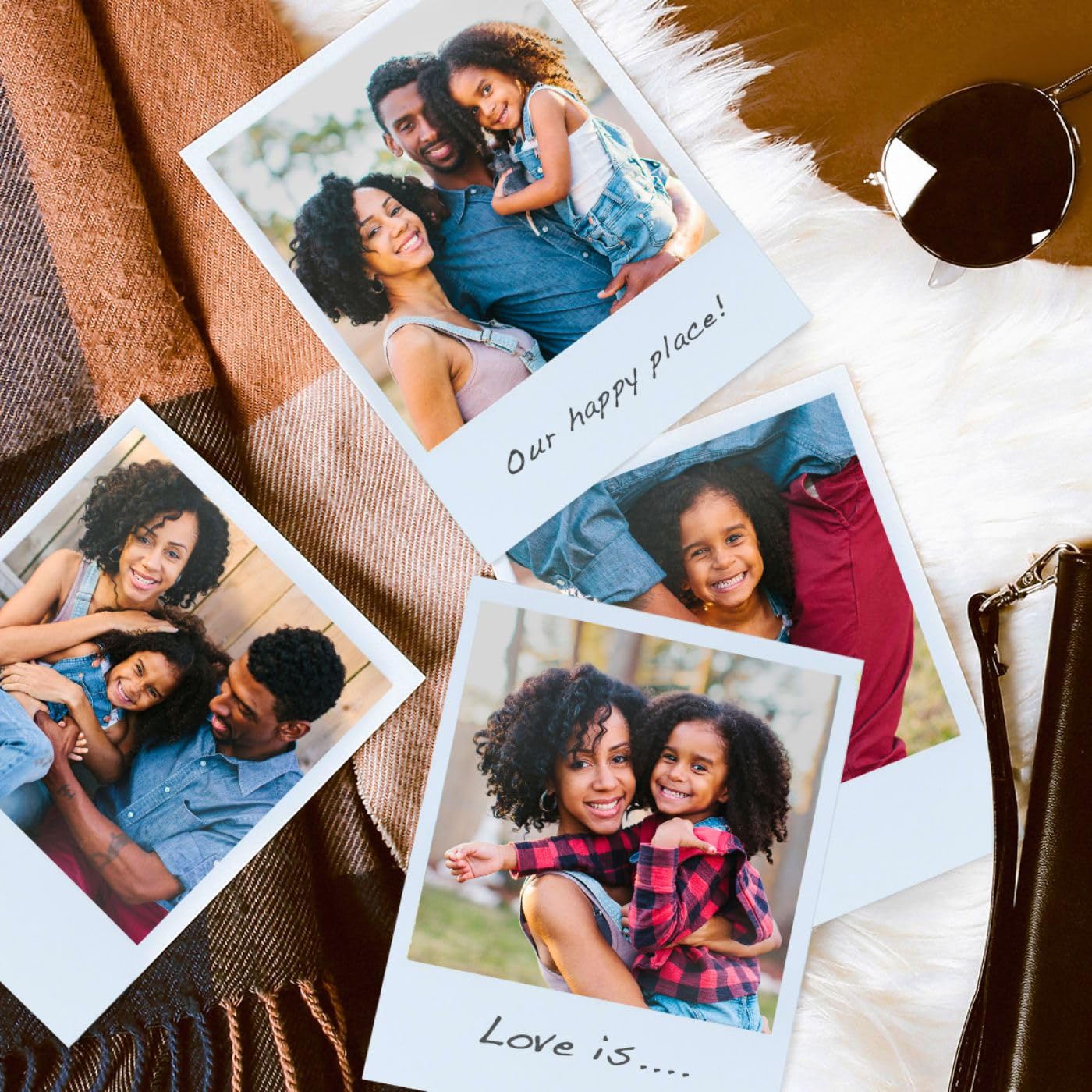 HappyBooth - 10 Customised Mini Photo Print Personalized Gifts with Your Photos Add Emojis & Text Gift Multicolour 4 X 3 Inches, White, (Pack of 10)