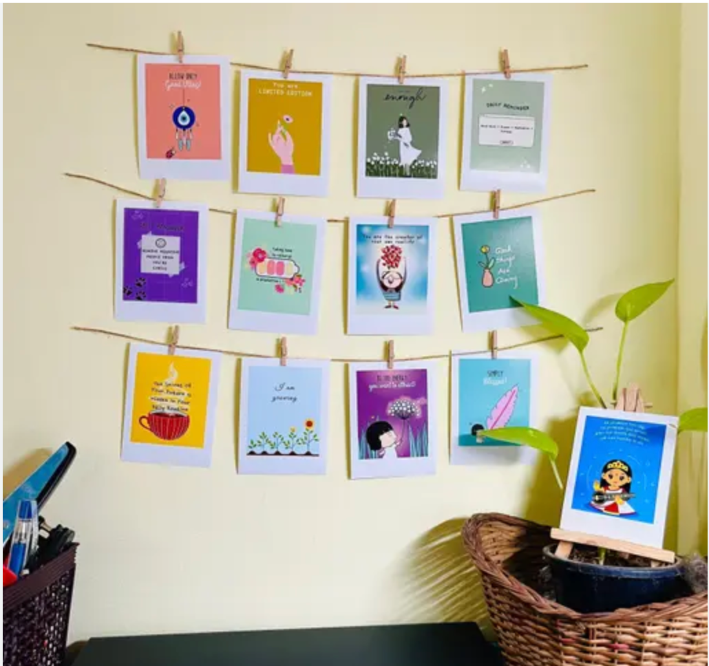 HappyBooth - Wall Decor Beautiful Polaroid With Clip and rope (Set of 12/3x4 inches)