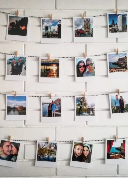 HappyBooth - Wall Decor Beautiful Polaroid With Clip and rope (Set of 12/3x4 inches)