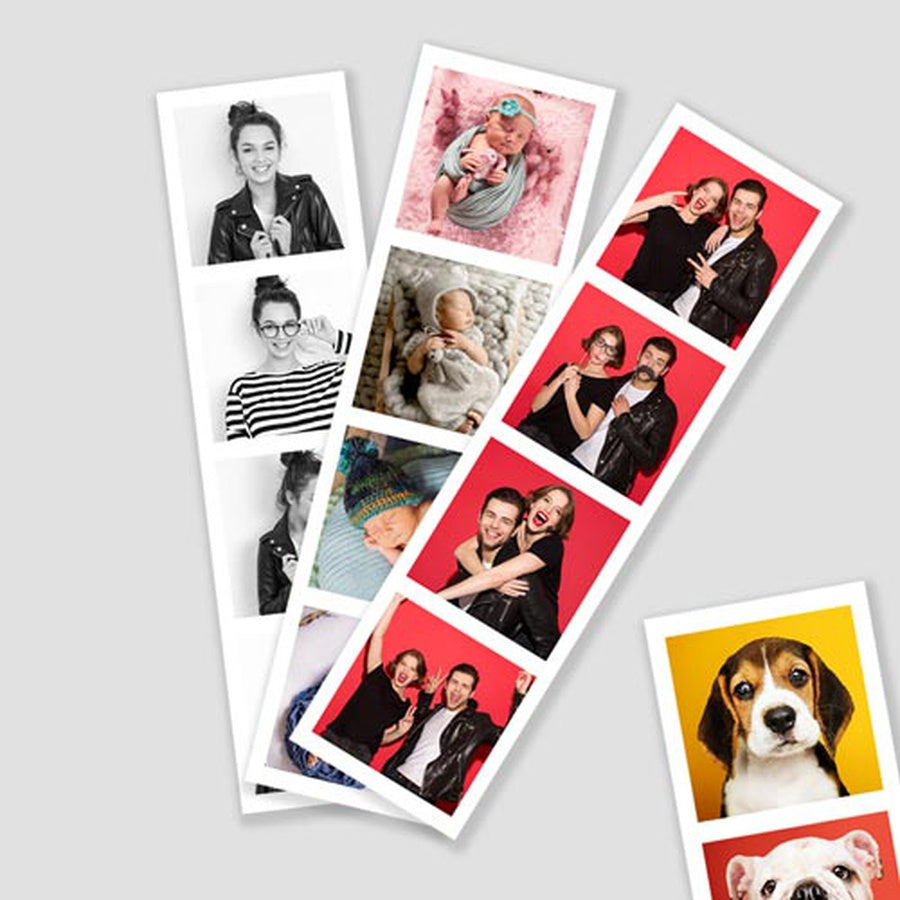 HappyBooth - 24 Customised Photo Booth Strips Prints Capture Precious Memories with Personalized Photo Prints Gift Multicolour 8 X 3 Inches (Pack of 6 Photo Strips)